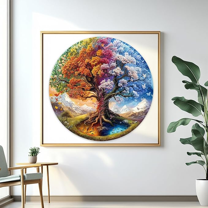 masseruon Round Puzzles for Adults 1000 Pieces-Tree of Life Puzzle-26.6x26.6in - Image 8
