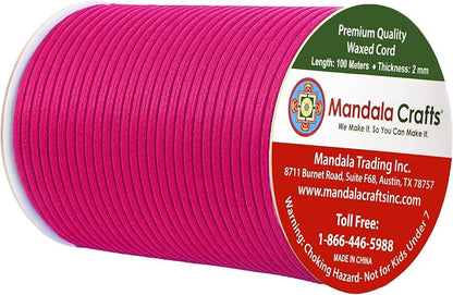 Mandala Crafts 2mm 109 Yards Hot Pink Cotton Waxed Cord - Image 2
