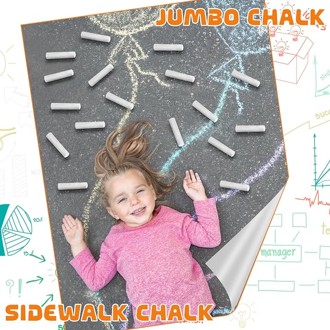40 Pcs Sidewalk Chalks for Kids Non Toxic Jumbo Chalk for Party Gift Outdoor - Image 4