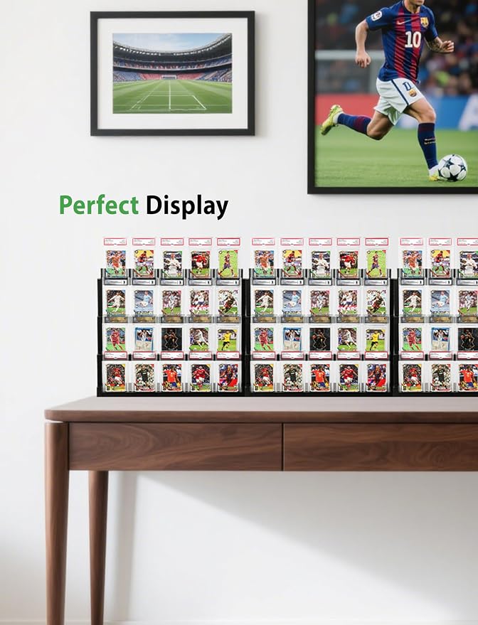 4-Tier Card Display Stand, Wooden Trading Card Display Case - Image 7