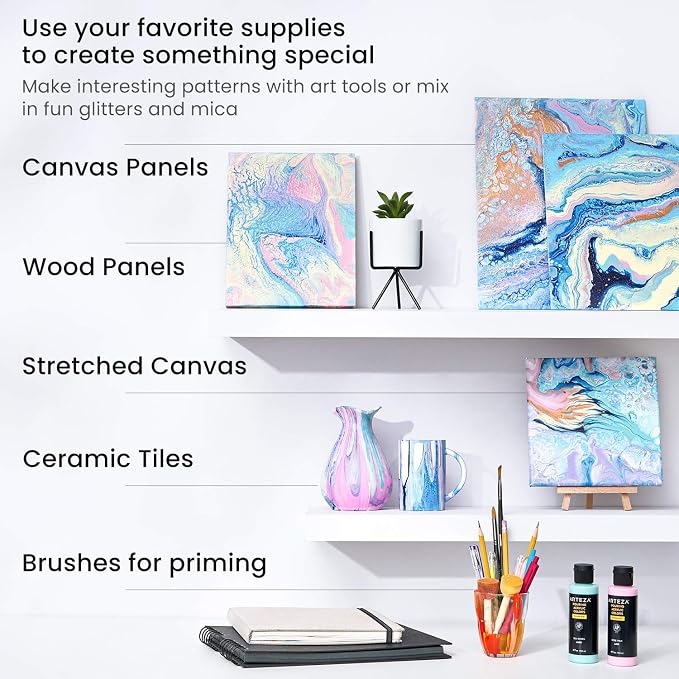 ARTEZA Acrylic Pouring Paint Set, 8 Pastel Colors, 4 oz Bottles, High-Flow Paint - Image 4