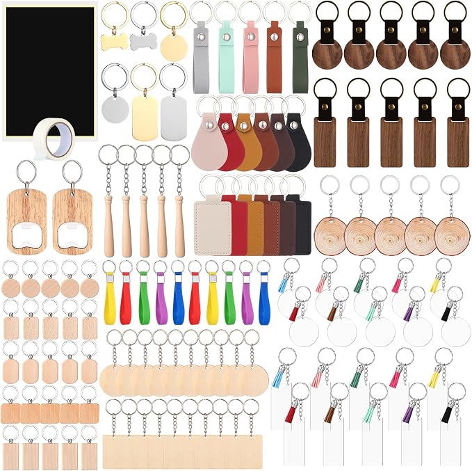 Tondiamo 122 Pcs Laser Engraving Blanks Keychains Bulk Laser Cutting Engraving by Tondiamo
