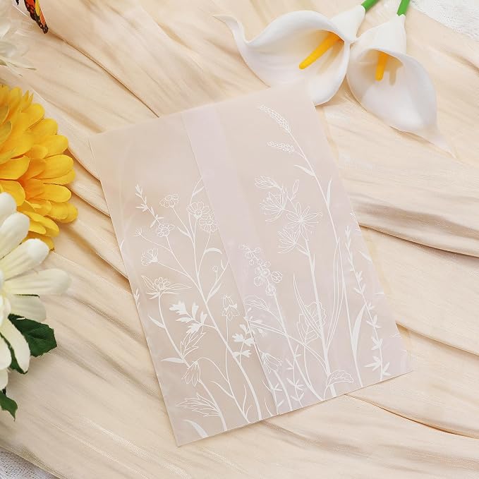 SWANGSA 50 Pack Vellum Jackets for 5x7 Invitations, Elegant White Wildflower - Image 4
