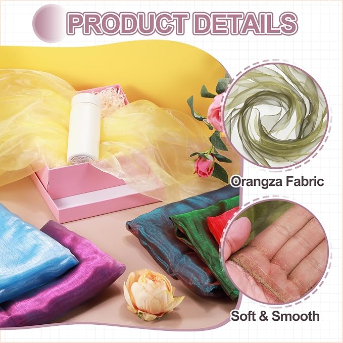 MECCANIXITY Iridescent Sheer Organza Fabric, 10 Yards x 59 Inches Solid - Image 3