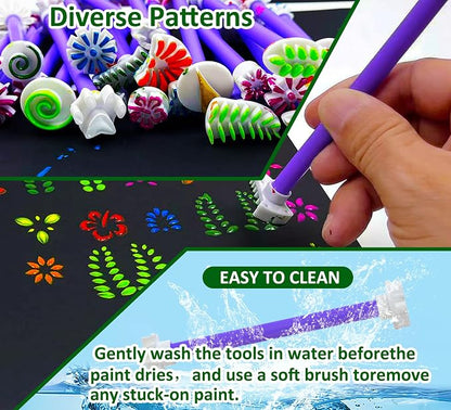 GEOCCI Flower Petal Tools for Dot Painting，50 Petal Shapes Dotting Tool，Mandala - Image 5