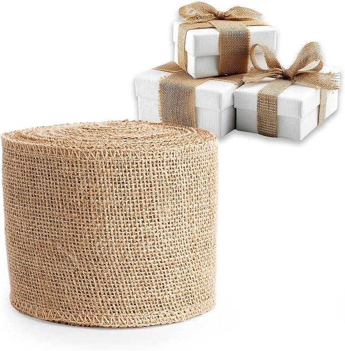 LaRibbons 4 Inch Natural Burlap Fabric Roll 10 Yards Jute Ribbon by LaRibbons