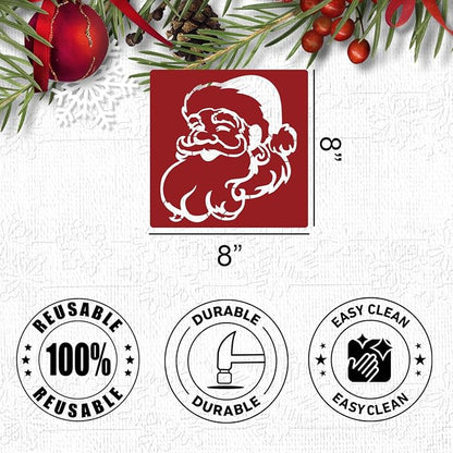 Christmas Stencils for Crafts Reusable 8” Large Christmas Stencil Santa Snowman - Image 2
