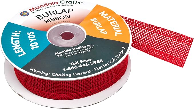 Mandala Crafts Red Burlap Ribbon 1 Inch Wide Jute Ribbons - Image 4