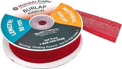 Mandala Crafts Red Burlap Ribbon 1 Inch Wide Jute Ribbons - Image 4
