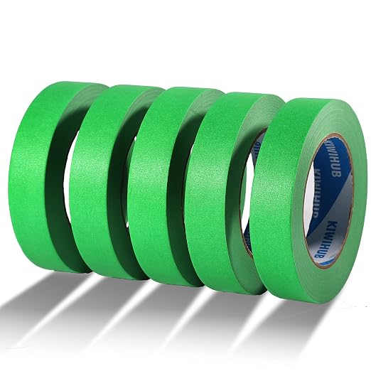Green Painters Tape, 1 inch x 60 Yards x 5 Rolls by KIWIHUB