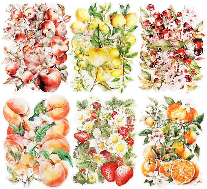 60 Pcs Large Garden-Inspired PET Stickers, Fruit-Themed by MiyouLuna
