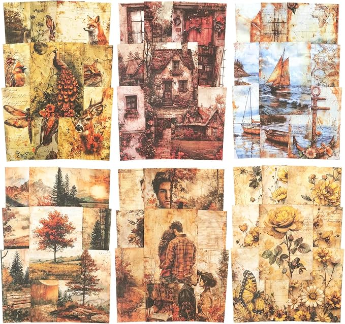 Retro Scrapbook Paper Set, Scrapbooking, DIY Projects, and Art Supplies by Auriicleaf