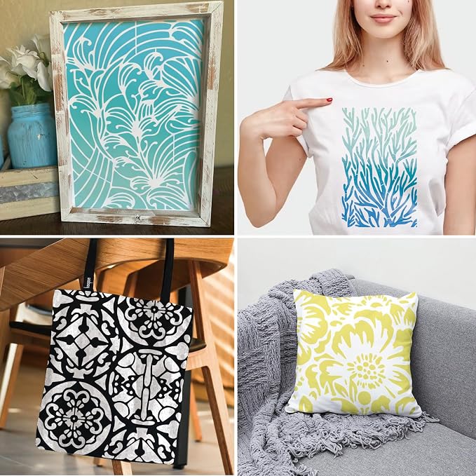 8 Pieces Stencils for Painting Reusable Corals Flowers Leaves Stencils Template - Image 2