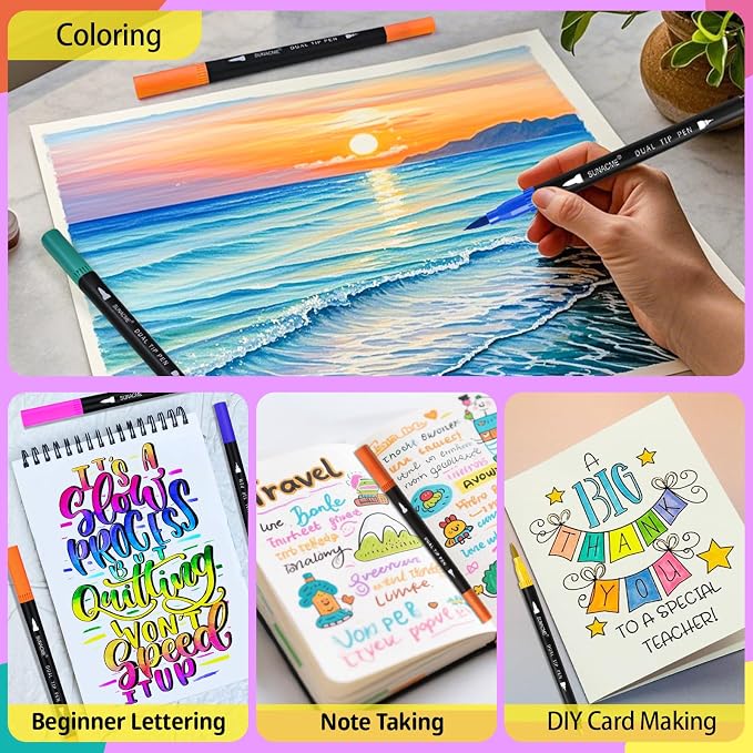 36 Dual Brush Marker Pens, 36 Colors Art Marker Set - Image 6