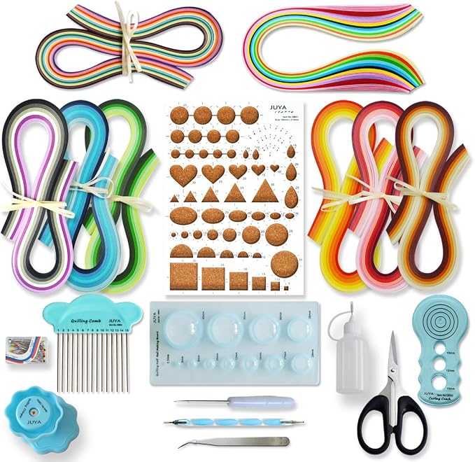 JUYA Paper Quilling Kit with Blue Tools 960 Strips Board Mould Crimper Coach by JUYACrafts