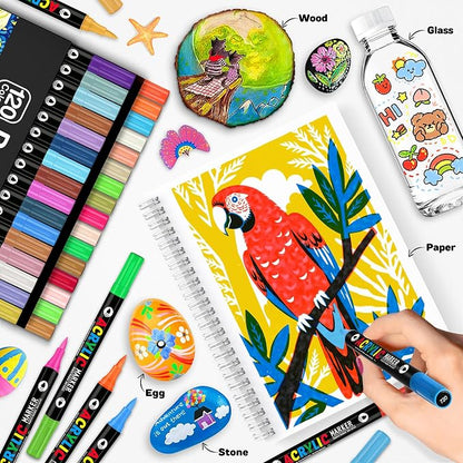 120 Colors Acrylic Paint Markers, Dual-Color Acrylic Paint Pens - Image 5