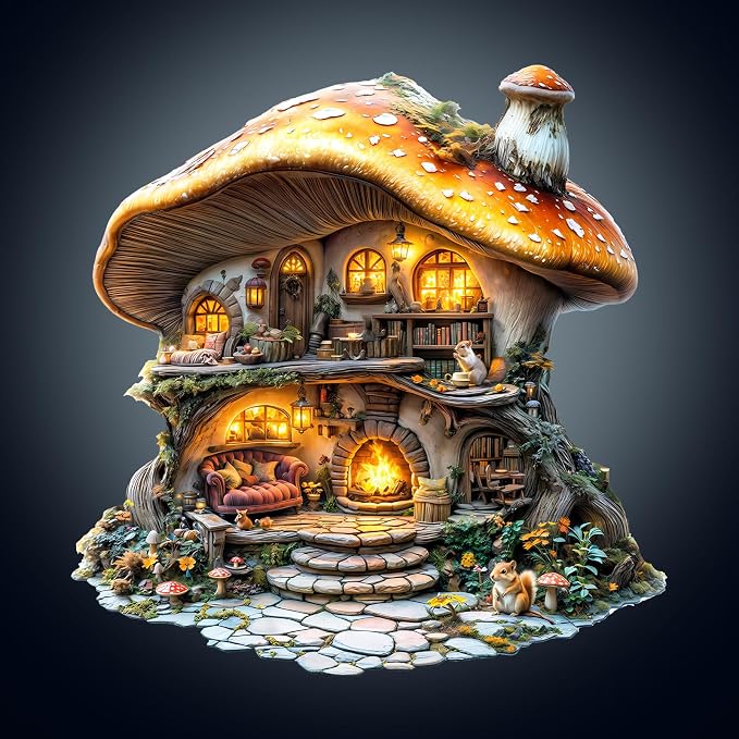 Wooden Puzzles for Adults, Mushroom House Puzzles, Wood Adult Puzzle, Birthday by wudhank