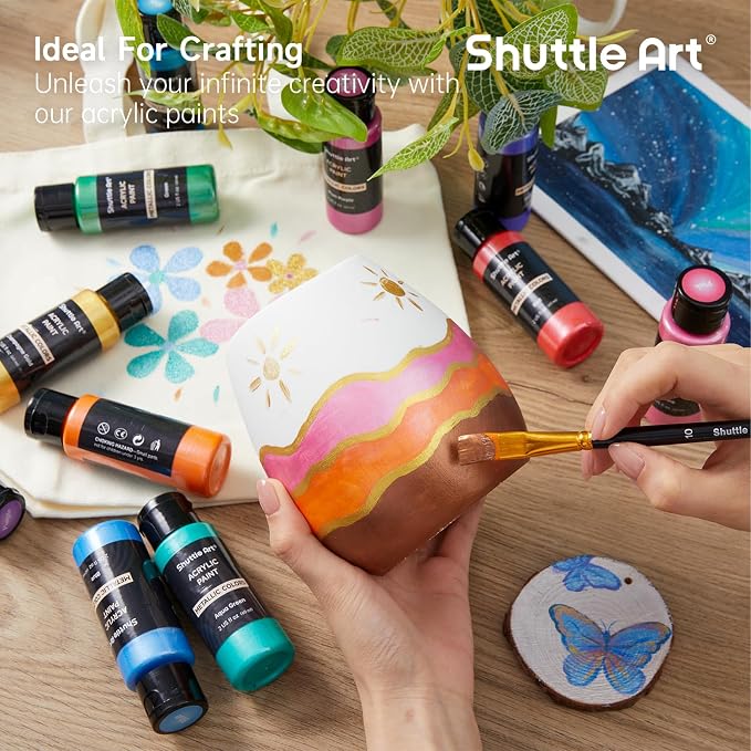 Shuttle Art 30 Colors Metallic Acrylic Paint, Artist Grade Metallic Paint in - Image 6