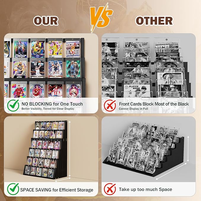 Emfogo Card Display Stand, 6-Tier Trading Card Display, Wood Detachable Graded - Image 4