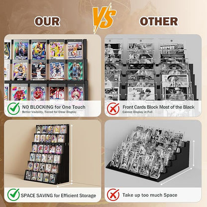 Emfogo Card Display Stand, 6-Tier Trading Card Display, Wood Detachable Graded - Image 4