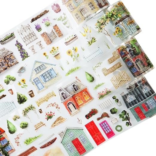 Dream Courtyard PET Tape Set, 4 Rolls of Scenic Ephemera by Auriicleaf