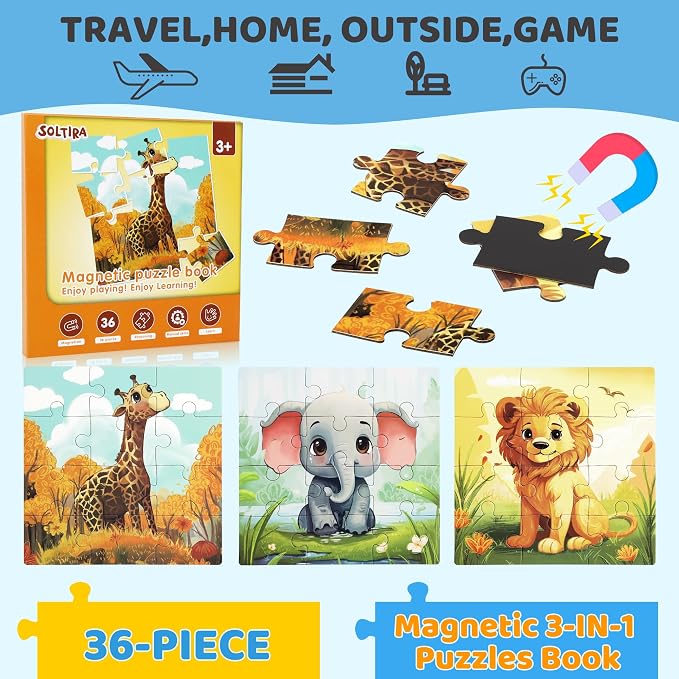 Puzzles for Kids Ages 3-5 36PCS-3 Animal Themes Magnetic Puzzles for Kids 4-6 - Image 2
