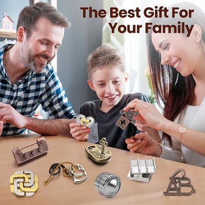 Wettarn 9 Pcs Metal Brain Teaser Puzzles Teaser 3D Steel Puzzle - Image 5