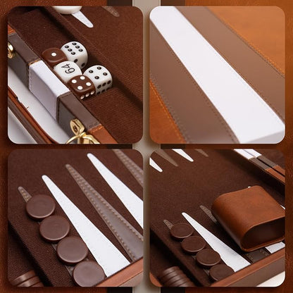 Backgammon Board Game, Deluxe Leather Like Case, Felt Interior, Classic - Image 6