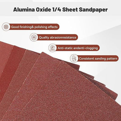 1/4 Sandpaper Sheet – 4-1/2” x 5-1/2”, P60 Grit, Plain Backing - Image 6