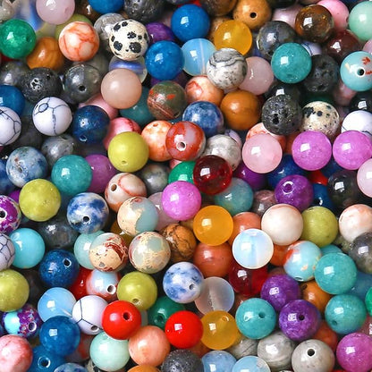 100PCS 8MM Mixed Color Stone Beads Round Loose Spacer Gemstone Beads - Image 2
