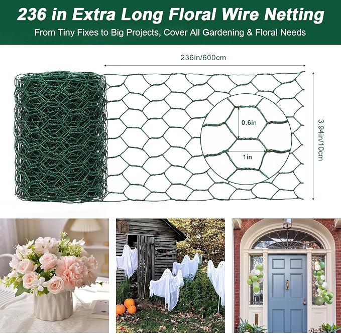 4 × 236 in Floral Wire Netting, Galvanized Coated Chicken Mesh Netting - Image 3