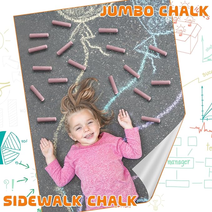 20 Pcs Sidewalk Chalks for Kids Non Toxic Jumbo Chalk for Party Gift Outdoor - Image 6