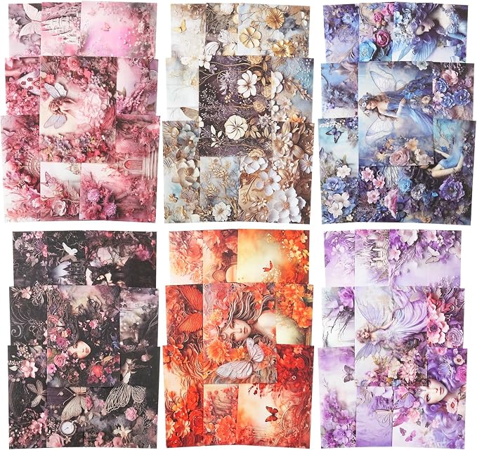 Colorful Flower Scrapbook Paper Set, Scrapbooking, DIY Projects, and Art by Auriicleaf