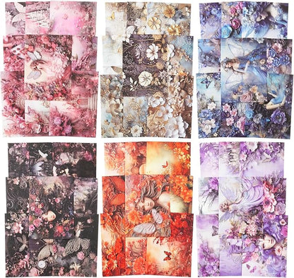 Colorful Flower Scrapbook Paper Set, Scrapbooking, DIY Projects, and Art by Auriicleaf