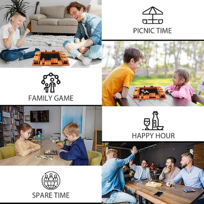 Upgraded 1-4 Players Shut The Box Dice Game, Wooden Board Table Family Game - Image 6