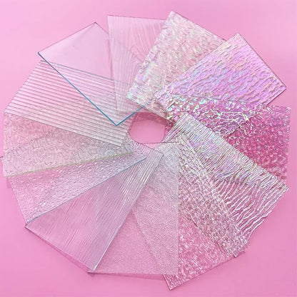 ILLUCKAI 12 Sheets Clear Textured Stained Glass Sheet, 4 x 6 inch Rainbow - Image 4