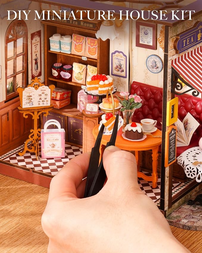 Rolife DIY Miniature House Kit Leisure Tea Time, 3D Book Nook Openable - Image 5