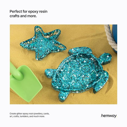 Hemway Glitter for Resin 100g Turquoise Blue Holographic Metallic Crystals for - Image 4