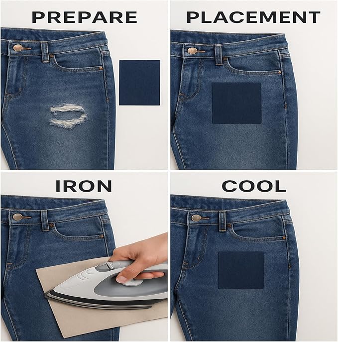 Iron-On Fabric Patches for Clothing, 12 Sheets 3" by 4-1/4", Durable Washable - Image 3