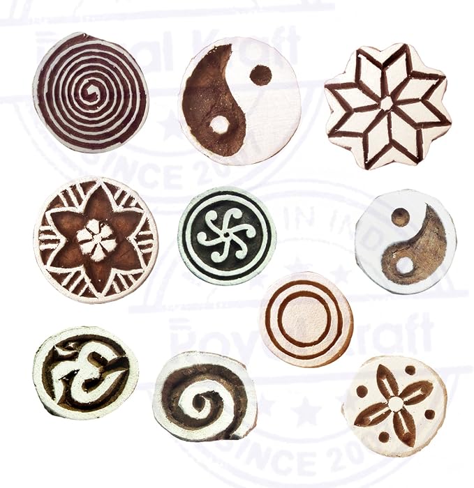 Tattoo Print Blocks Oriental Small Round Design Wood Stamps Htag2154 - Image 2