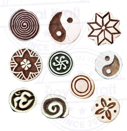 Tattoo Print Blocks Oriental Small Round Design Wood Stamps Htag2154 - Image 2