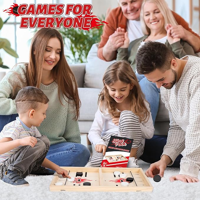 Large Fast Classic Slingshot Puck Game, Wooden Hockey Board Games - Image 6