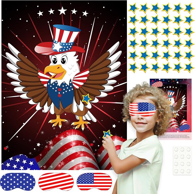 ASTARON Pin The Tail Game Pin The Star on The Eagle Party Game by ASTARON