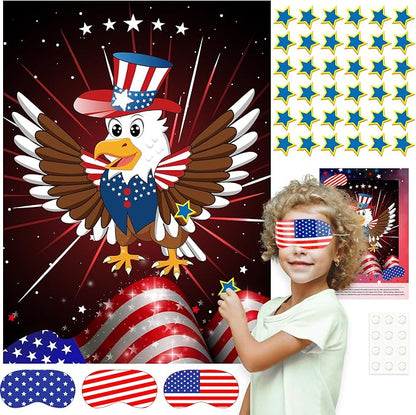 ASTARON Pin The Tail Game Pin The Star on The Eagle Party Game by ASTARON