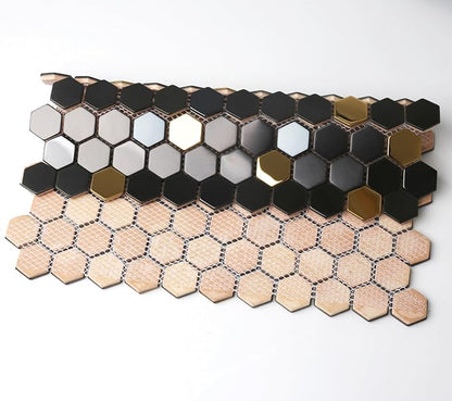 Blujellyfish Black and Gold Backsplash Wall Tiles Hexagon Mosaic Shower Floor - Image 8