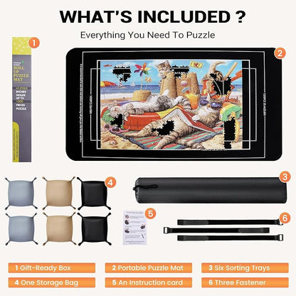 Lwoeo Jigsaw Puzzle Mat Roll Up 2000 Pieces, Large Puzzel Matt Rollup - Image 4