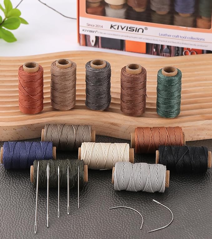 12 Classic Colors Round Waxed Thread, 0.8mm 35Yards Spool Polyester Wax Coated - Image 7