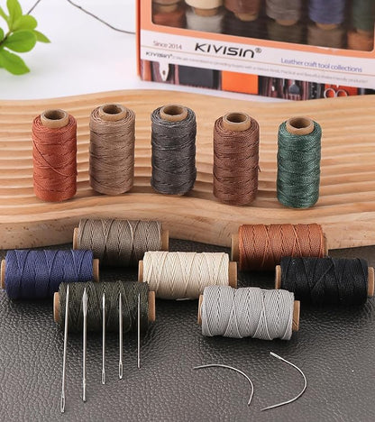 12 Classic Colors Round Waxed Thread, 0.8mm 35Yards Spool Polyester Wax Coated - Image 7