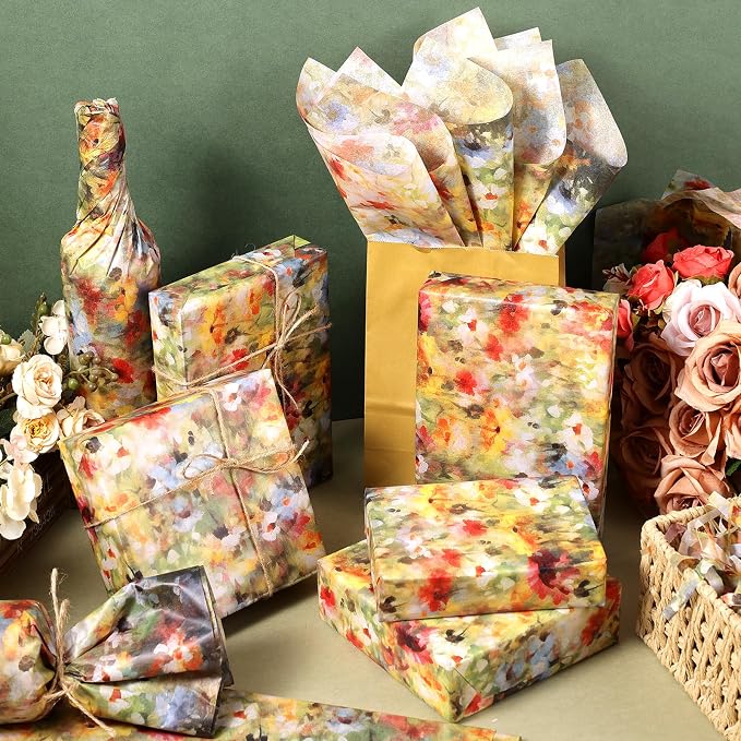 60 Sheets Monet Floral Garden Tissue Paper, 20 x 14 Inch Wildflower Monet - Image 3