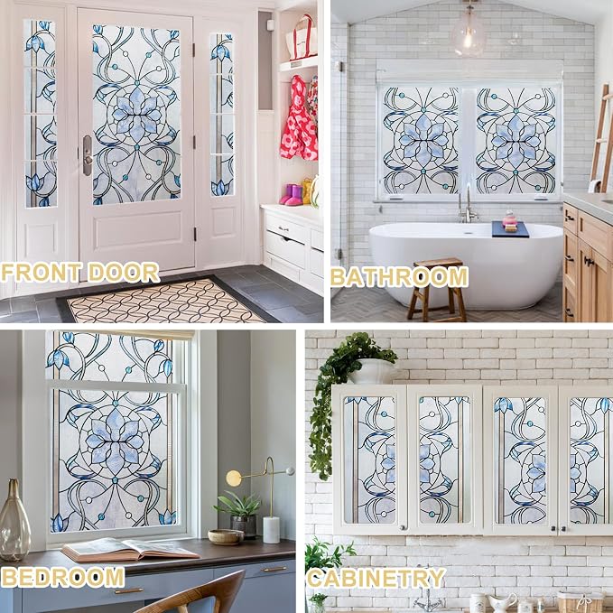 3D Stained Glass Window Privacy Film, Heat Control UV Blocking Static Cling - Image 7